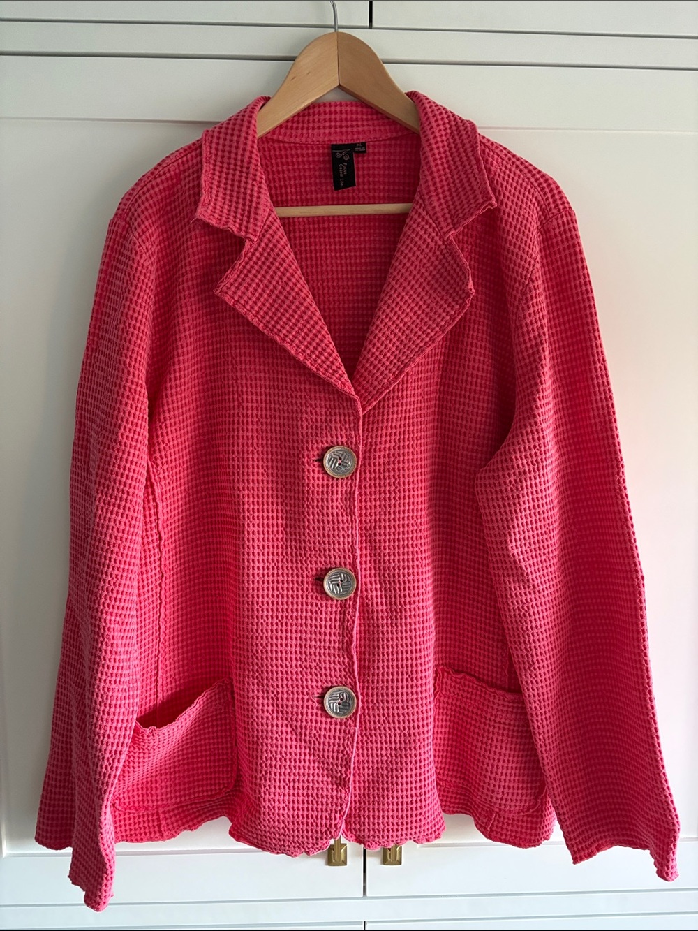 Focus Casual Life Pink(ish) Waffle-Texture Button Front Jacket Size XL